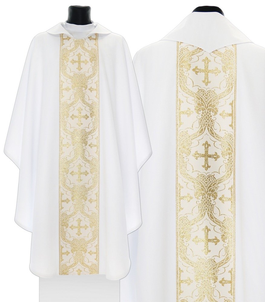 Gothic chasuble 048B White \ With lining | Liturgical vestments ...