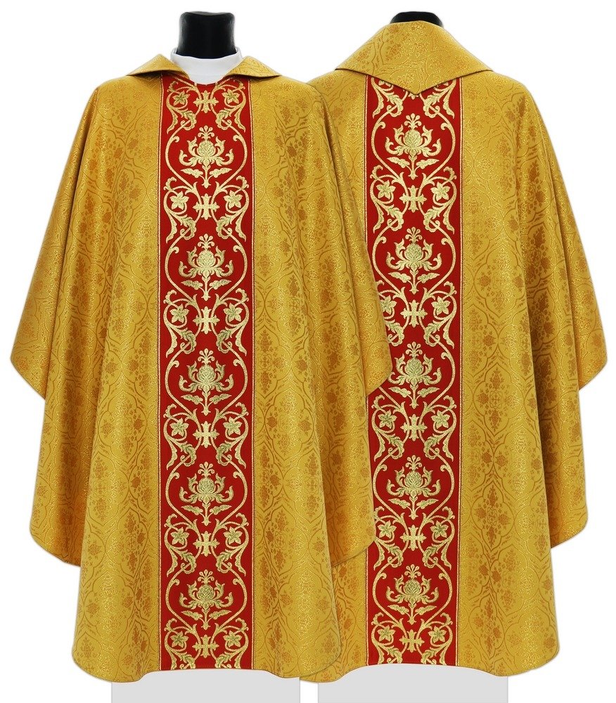 Gothic chasuble 053GC16 Gold/red \ With lining | Liturgical vestments ...