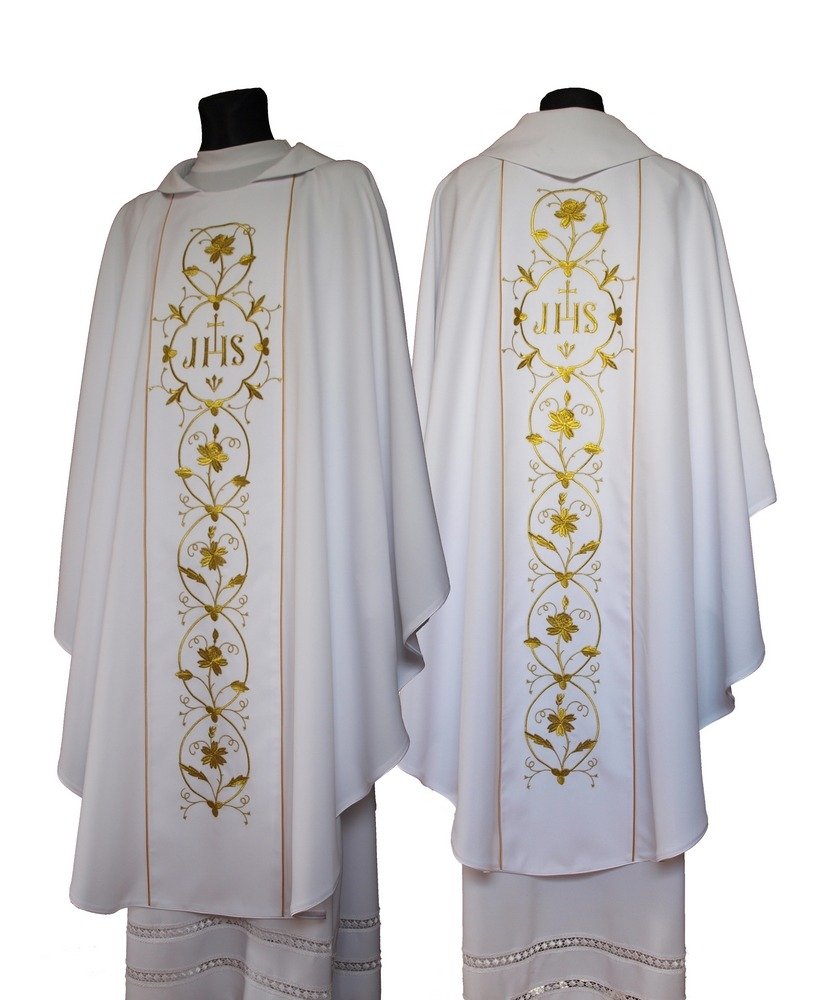 Gothic Chasuble 526B White \ With Lining | Liturgical Vestments ...