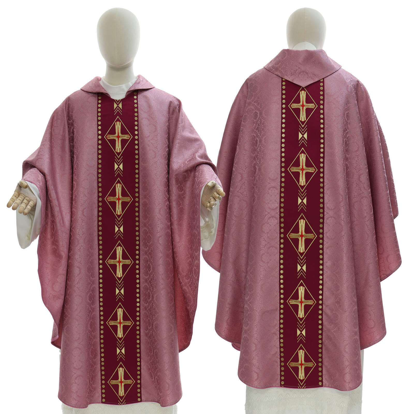 Gothic chasuble 553R25 Rose \ Unlined | Liturgical vestments ...