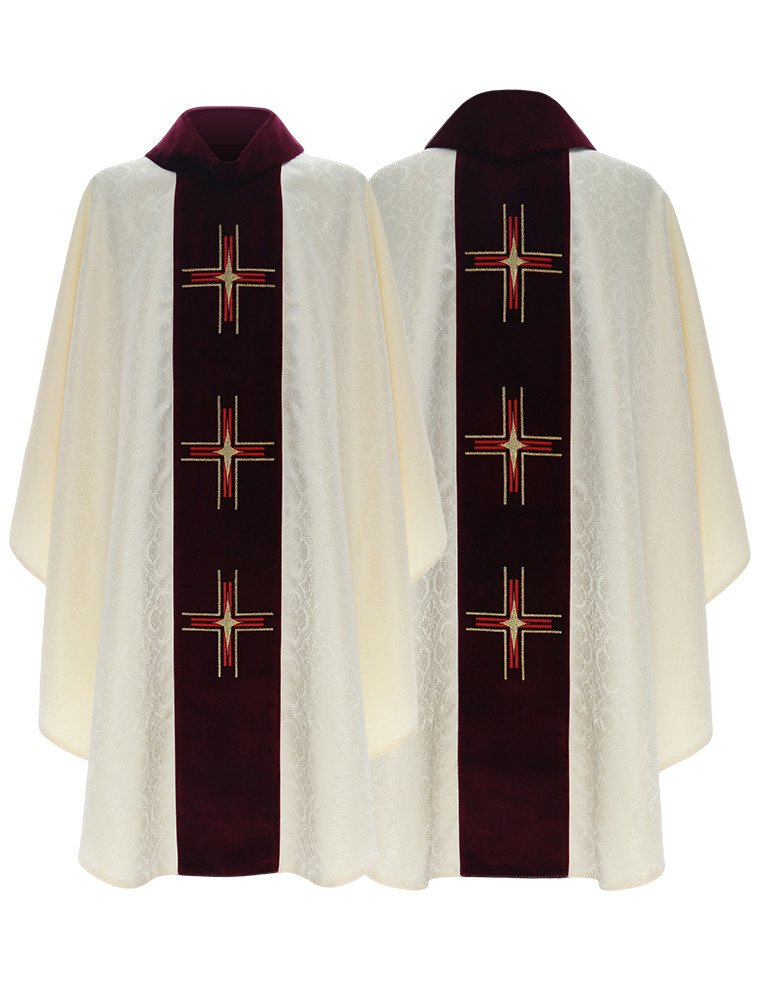 Gothic chasuble 700AKC25g Cream/red \ With lining | Liturgical ...