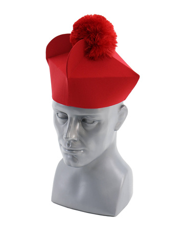 Red biretta with 3 horns B6