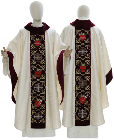 Gothic chasuble "Heart of Jesus, Mary, Joseph" 908AKC25g